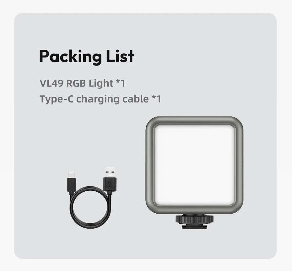 Ulanzi VL49 RGB LED Video Light with Adjustable Color & 2000mAh Battery-2PCS VL49 / spain
