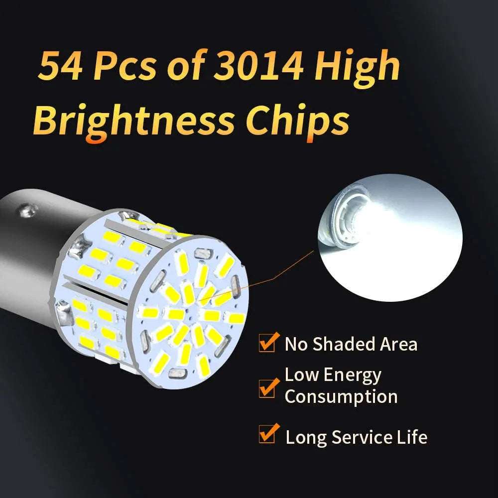 Ultra Bright LED Car Bulbs 12V BA15S 1156 White-10PCS BA15S P21W / 6000K