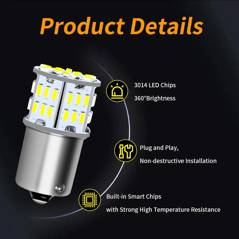 Ultra Bright LED Car Bulbs 12V BA15S 1156 White-10PCS BA15S P21W / 6000K