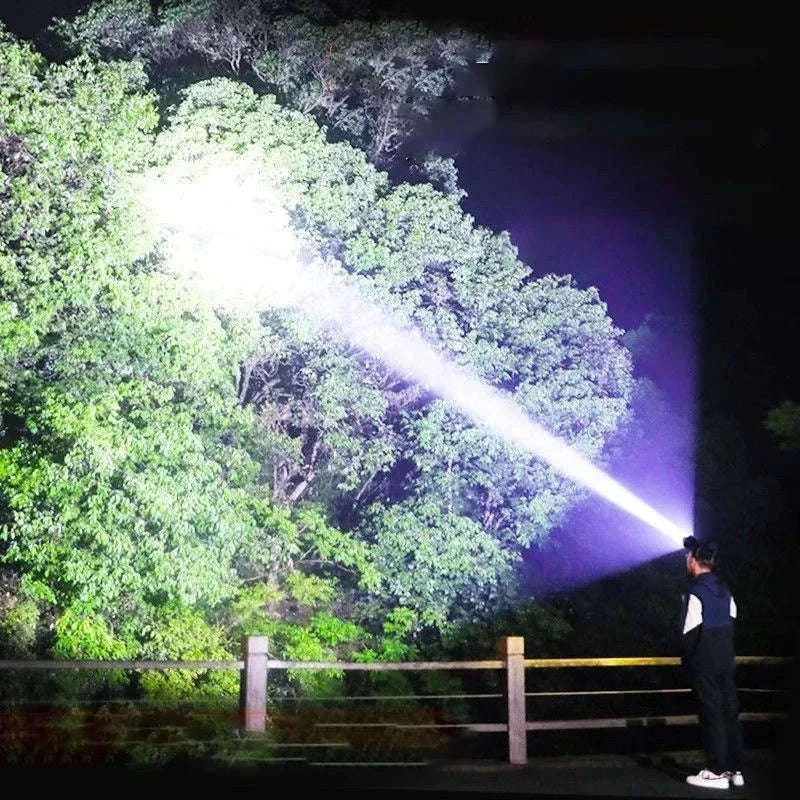 Ultra-Bright LED Headlamp with Zoom, Waterproof, Rechargeable-B-18650 battery