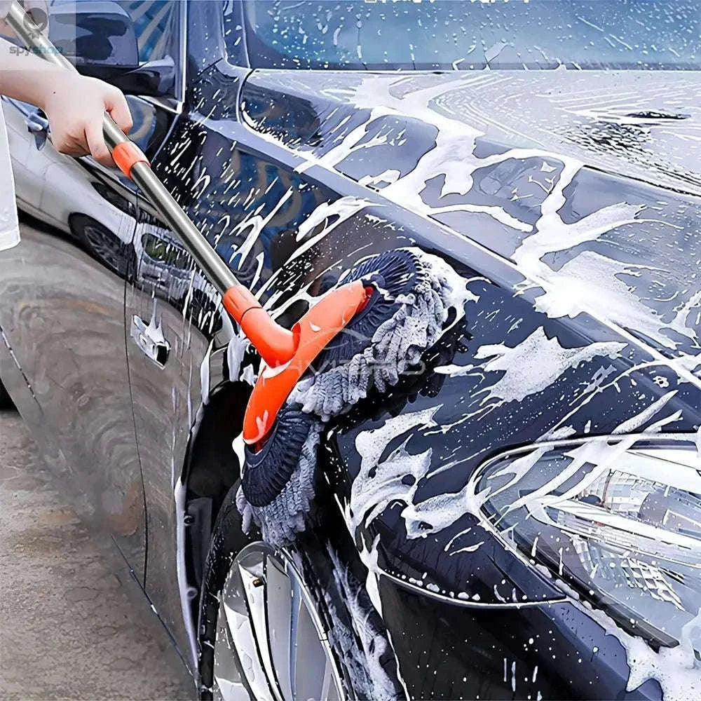 Ultra Fine Fiber Car Wash Brush Mop with Extendable Handle-Black