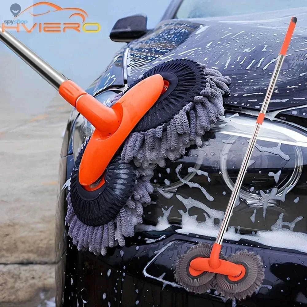 Ultra Fine Fiber Car Wash Brush Mop with Extendable Handle-Black