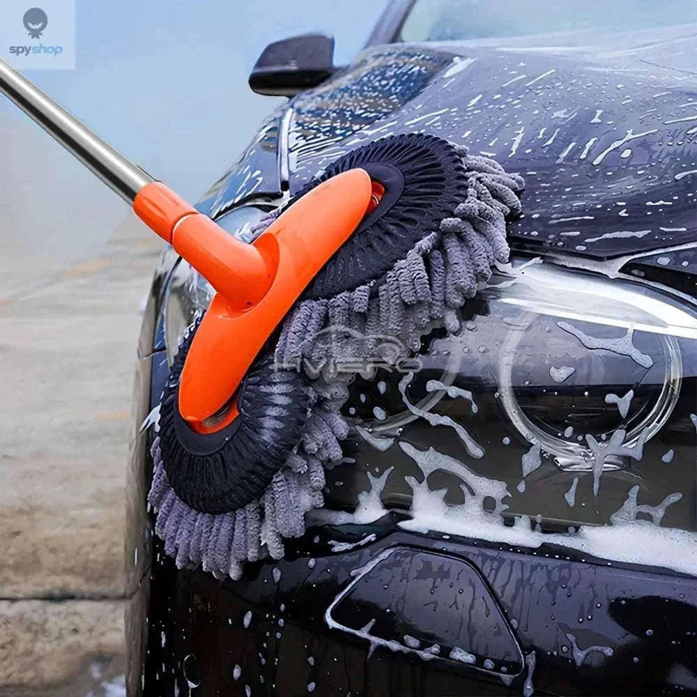 Ultra Fine Fiber Car Wash Brush Mop with Extendable Handle-Black