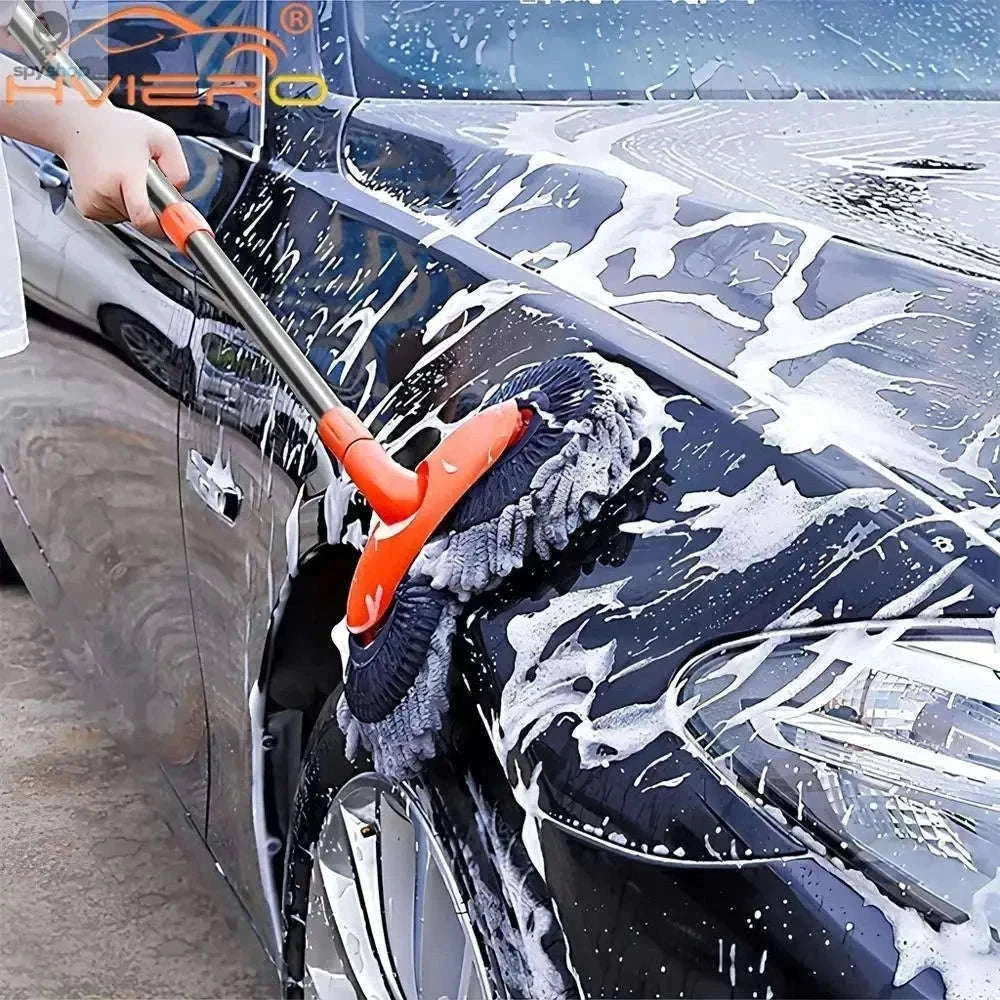 Ultra Fine Fiber Car Wash Brush Mop with Extendable Handle-Black