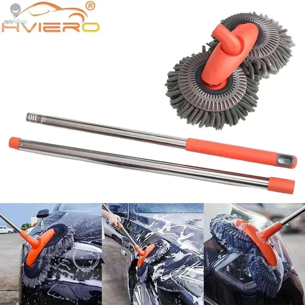 Ultra Fine Fiber Car Wash Brush Mop with Extendable Handle-Black