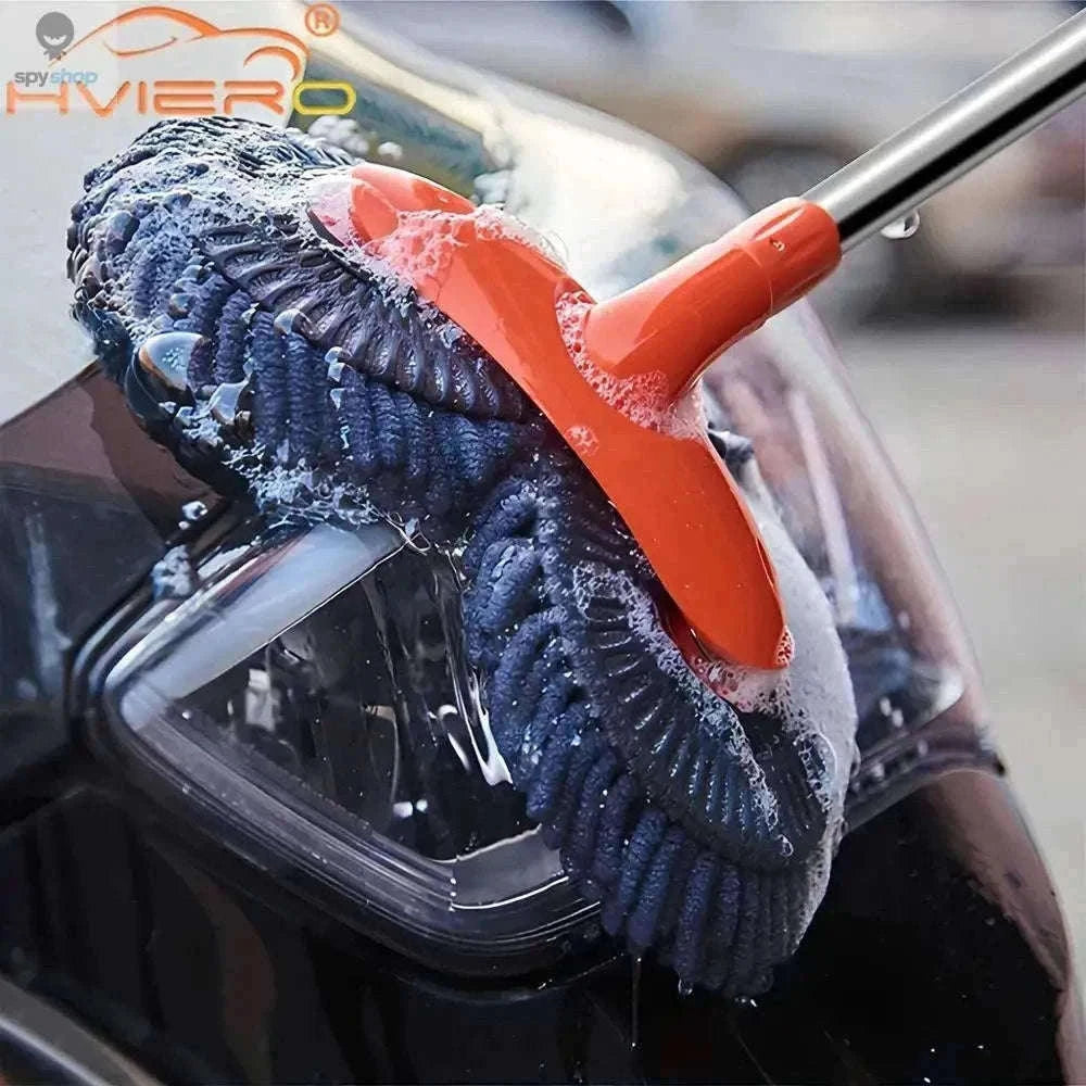 Ultra Fine Fiber Car Wash Brush Mop with Extendable Handle-Black
