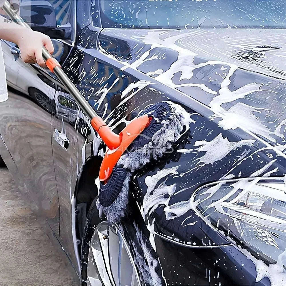 Ultra Fine Fiber Car Wash Brush Mop with Extendable Handle-Black
