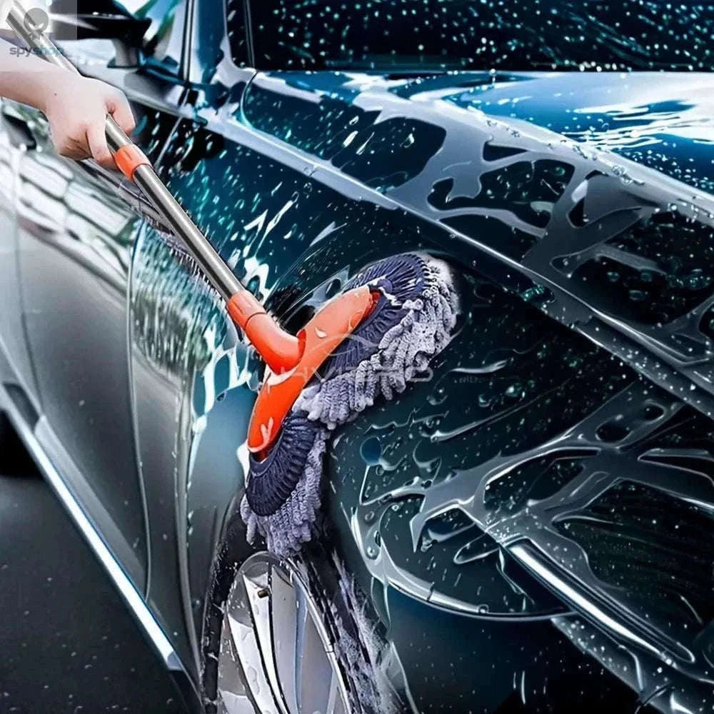 Ultra Fine Fiber Car Wash Brush Mop with Extendable Handle-Black