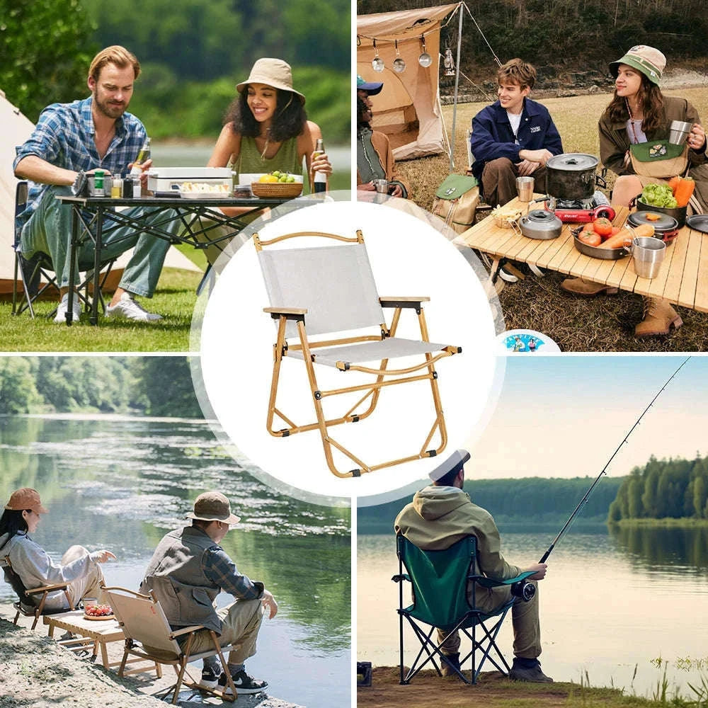 Ultra-Light Folding Camping Chair with Backrest for Travel & Outdoors-Khaki / france