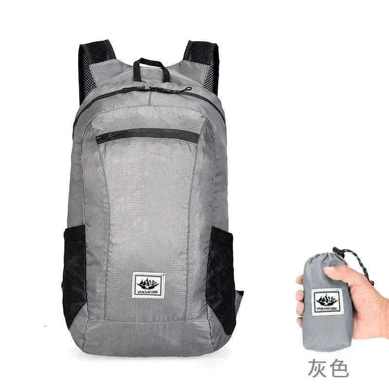 Ultra Lightweight Foldable Hiking Backpack 20L Water Resistant Bag-Gray