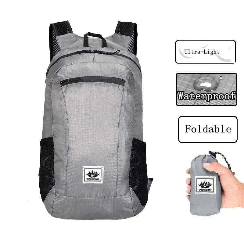 Ultra Lightweight Foldable Hiking Backpack 20L Water Resistant Bag-Gray