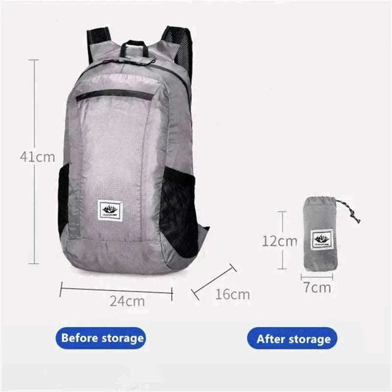 Ultra Lightweight Foldable Hiking Backpack 20L Water Resistant Bag-Gray