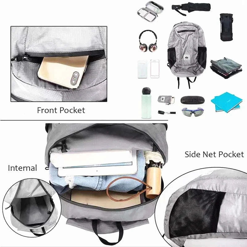 Ultra Lightweight Foldable Hiking Backpack 20L Water Resistant Bag-Green