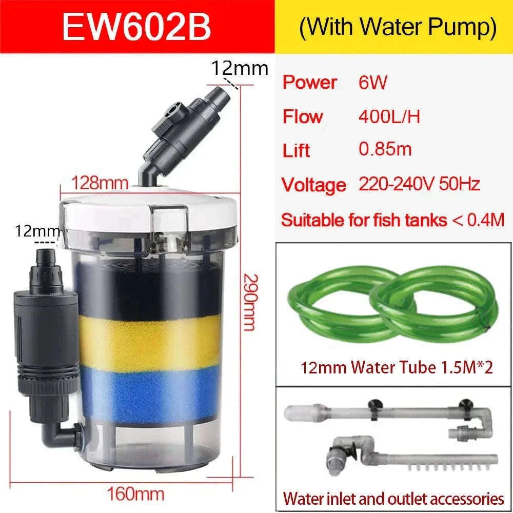 Ultra-Quiet Transparent Aquarium Filter Bucket-EW602B(With Pump) / 220V 50Hz