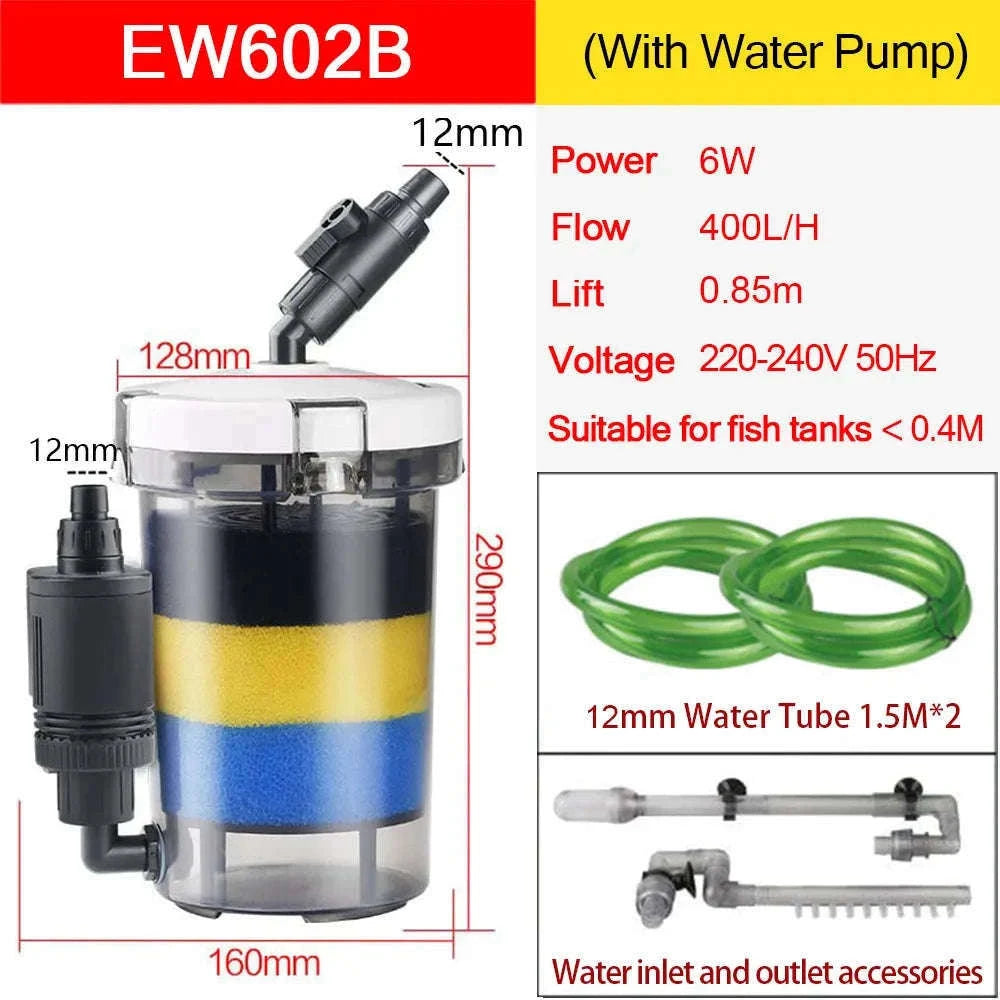 Ultra-Quiet Transparent Aquarium Filter Bucket-EW602B(With Pump) / 220V 50Hz