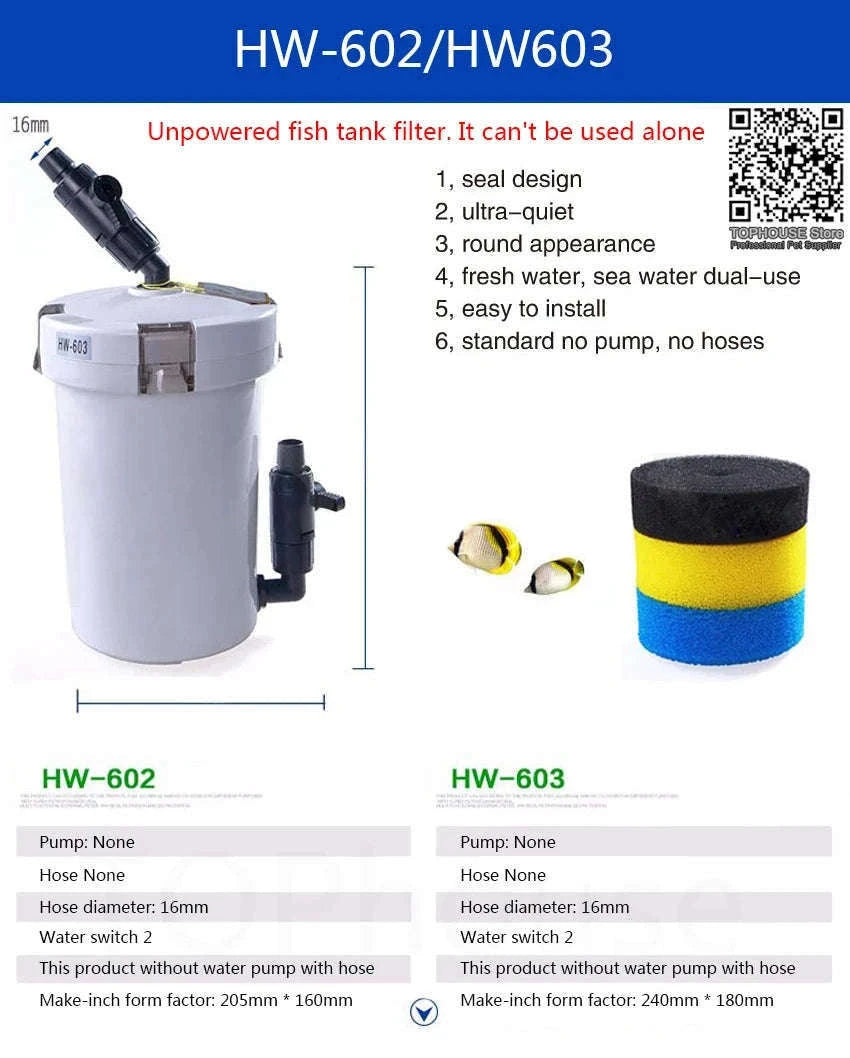 Ultra-Quiet Transparent Aquarium Filter Bucket-EW602B(With Pump) / 220V 50Hz
