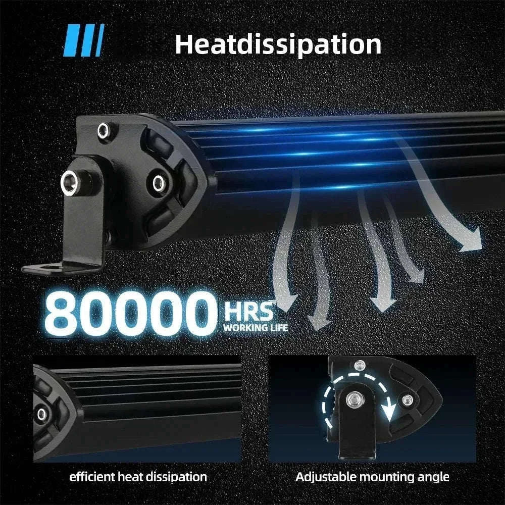 Ultra Slim LED Light Bar Single Row 6000K White IP68 12V 24V-20inch 1pcs