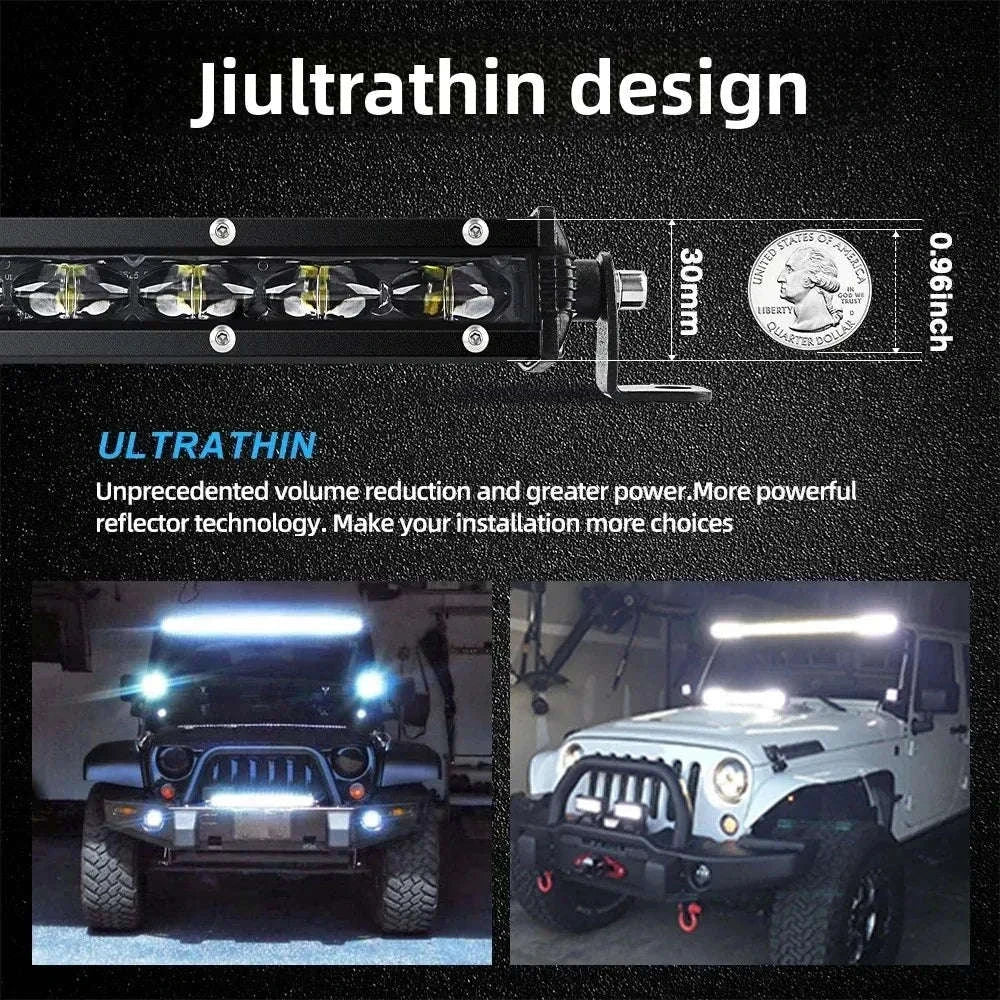 Ultra Slim LED Light Bar Single Row 6000K White IP68 12V 24V-20inch 1pcs