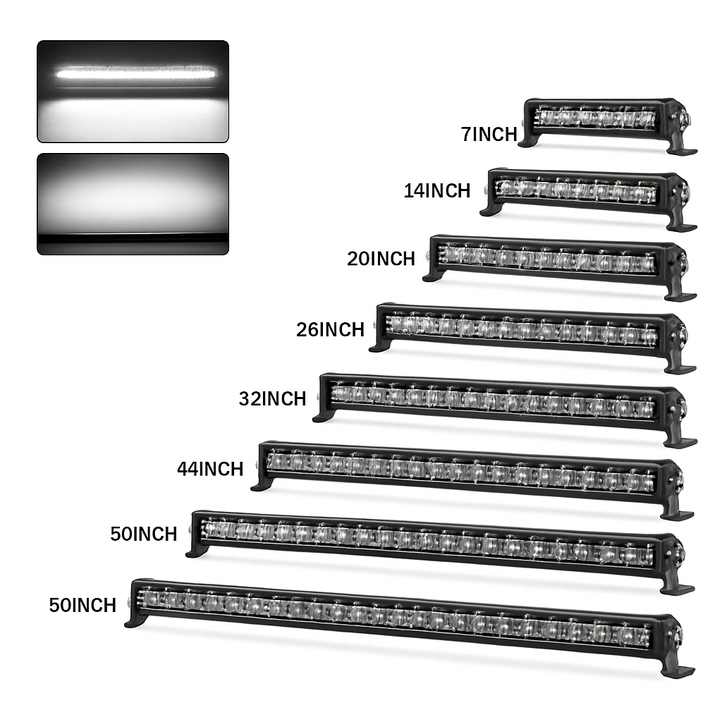 Ultra Slim LED Light Bar Single Row 6000K White IP68 12V 24V