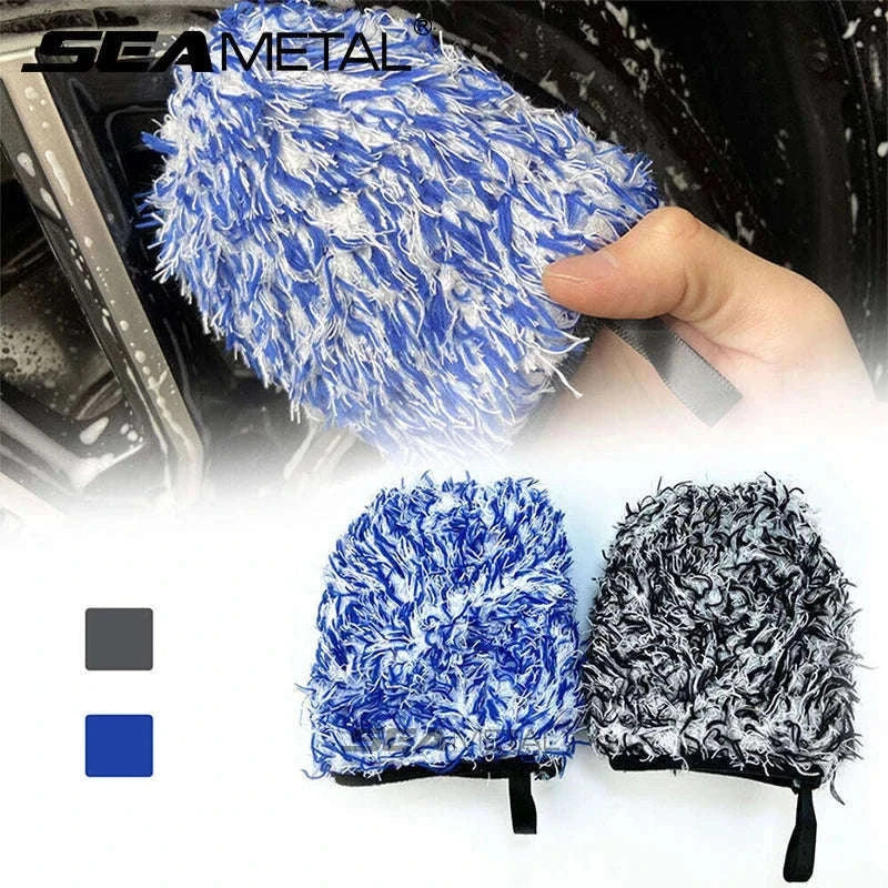 Ultra-Soft Microfiber Car Wash Glove for Scratch-Free Cleaning-Black 1pc