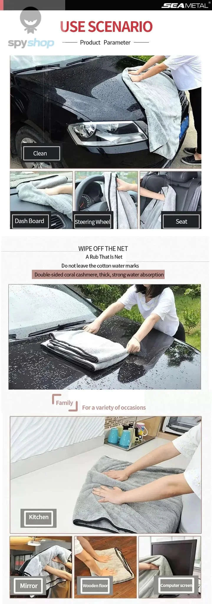 Ultra‑Soft Microfiber Car Washing Towel-60 X 40CM