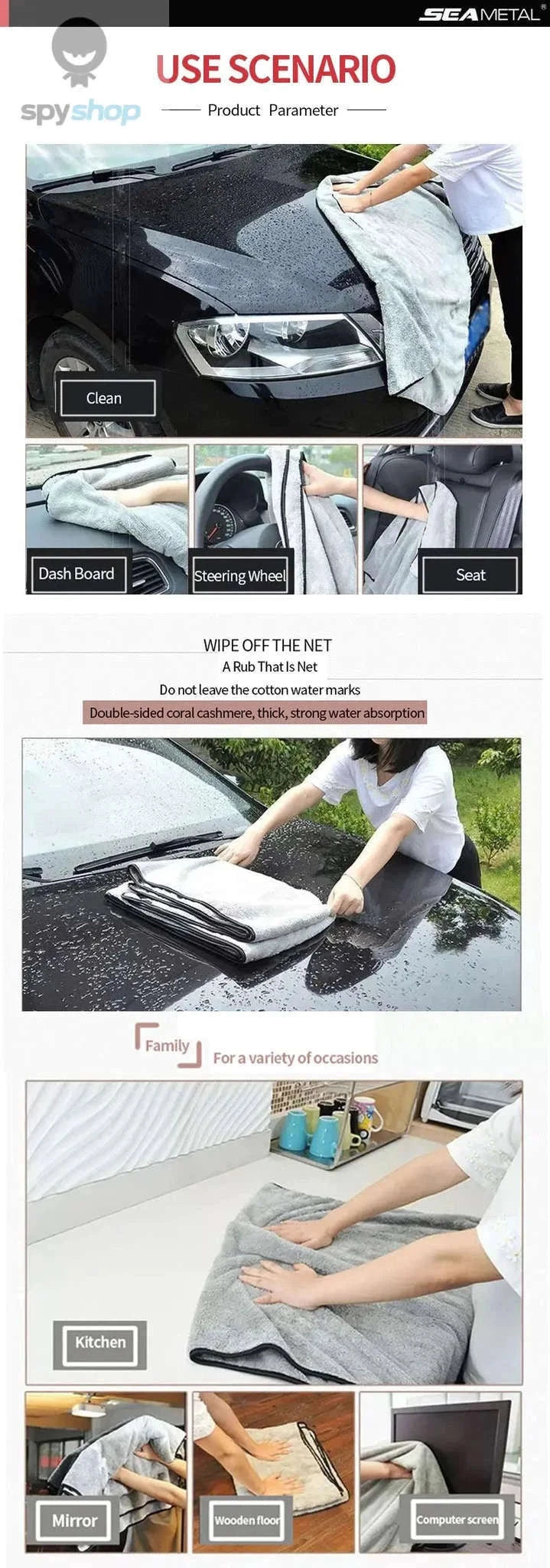 Ultra-Soft Microfiber Car Washing Towel for Streak-Free Drying-60 X 40CM