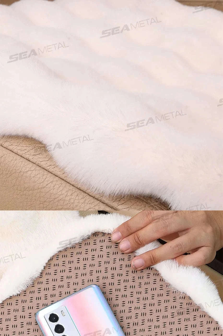 Ultra-Soft Thickened Plush Car Seat Cover-Beige front x1