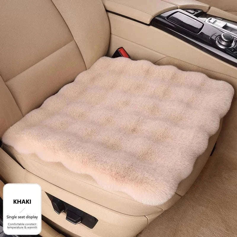 Ultra-Soft Thickened Plush Car Seat Cover-Beige front x1