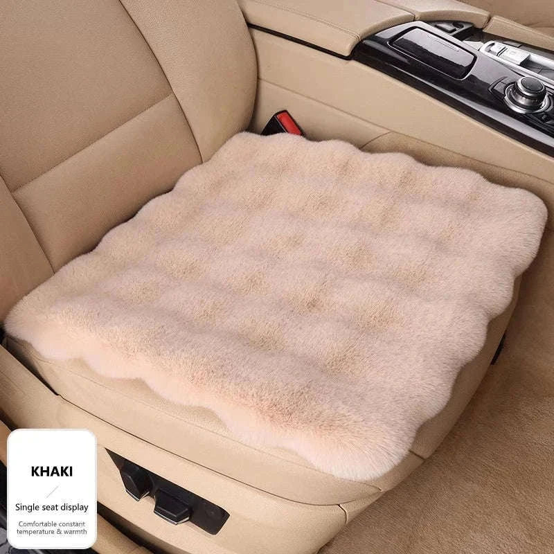Ultra-Soft Thickened Plush Car Seat Cover-Beige front x1