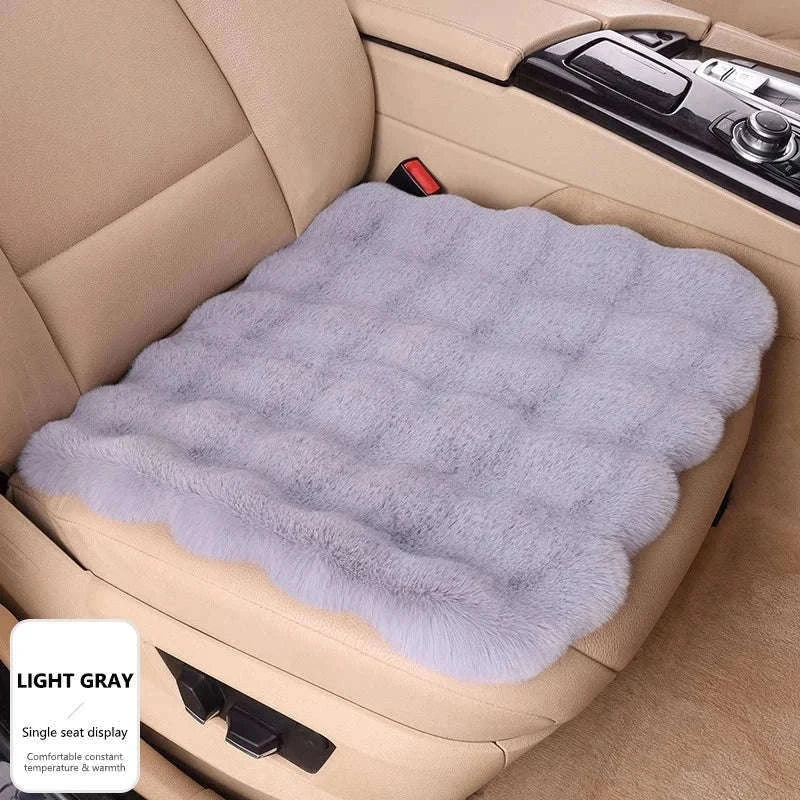 Ultra-Soft Thickened Plush Car Seat Cover-Beige front x1