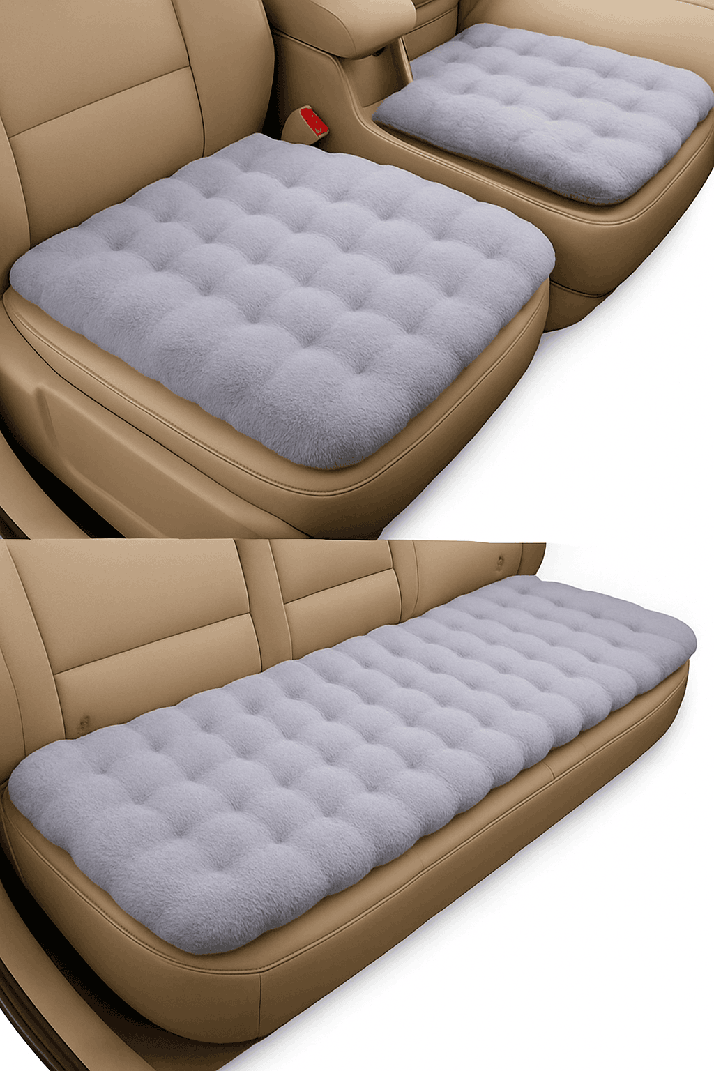 Ultra-Soft Thickened Plush Car Seat Cover-Beige front x1