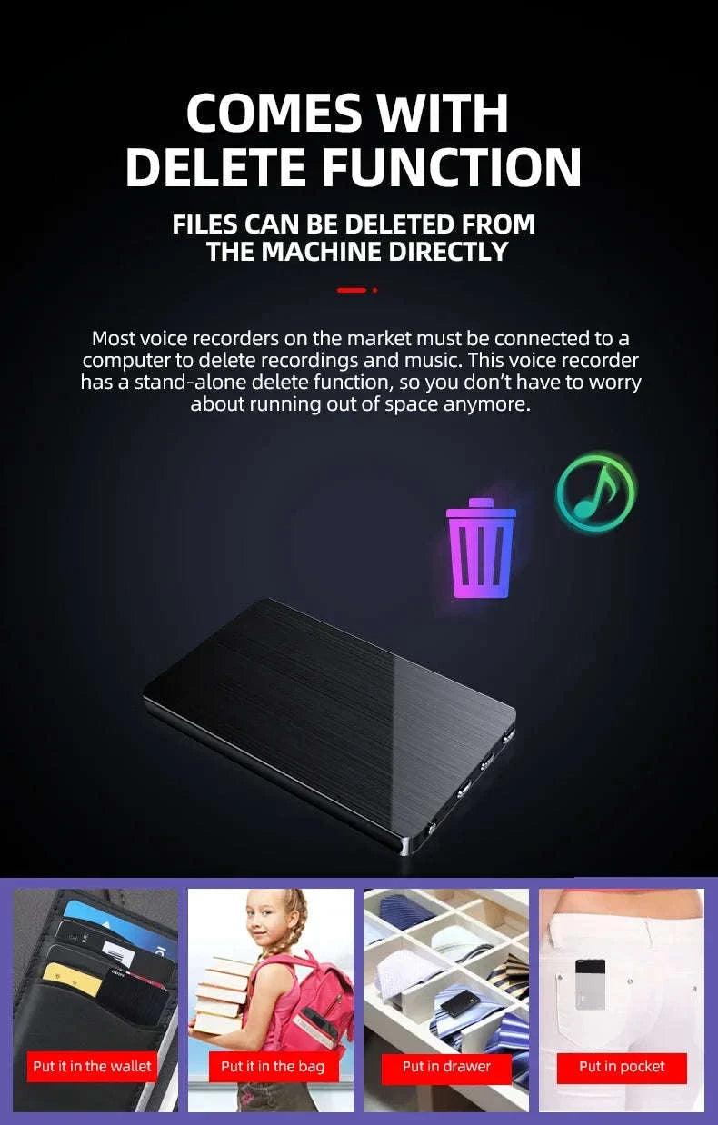Ultra-Thin Voice Activated Recorder Card with 60H Recording-M2 / China Mainland / 8 GB