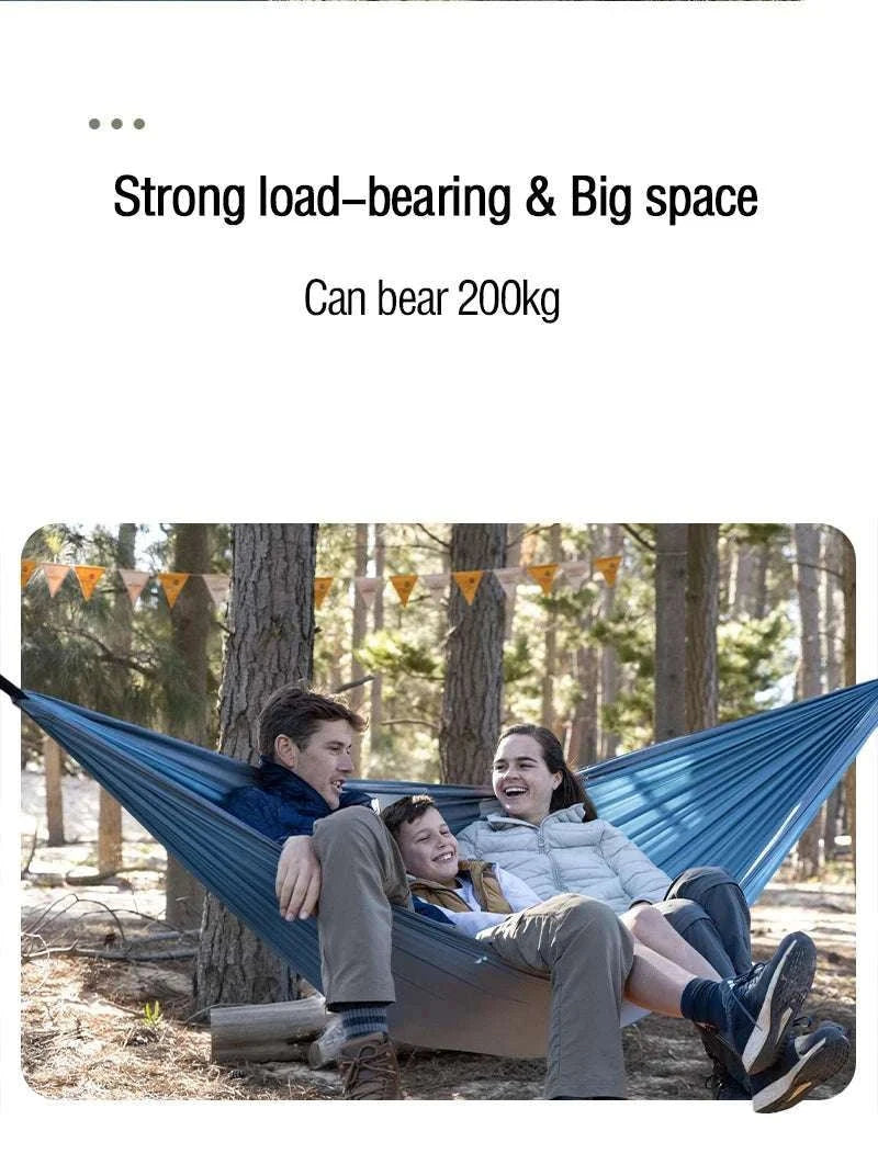 Ultralight 2 Person Camping Hammock with 200kg Load Capacity-Upgrade - Blue - 1P / CN