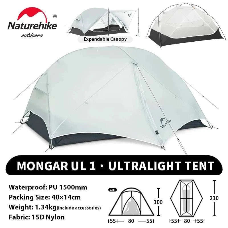 Ultralight 2-Person Waterproof Trekking Tent 20D Nylon 1.8kg-2P - 20D - Gray / brazil