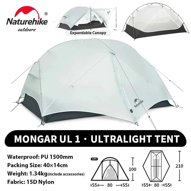 Ultralight 2-Person Waterproof Trekking Tent 20D Nylon 1.8kg-2P - 20D - Gray / brazil