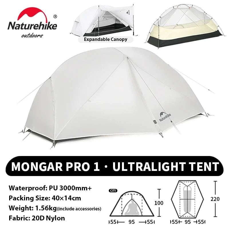 Ultralight 2-Person Waterproof Trekking Tent 20D Nylon 1.8kg-2P - 20D - Gray / brazil