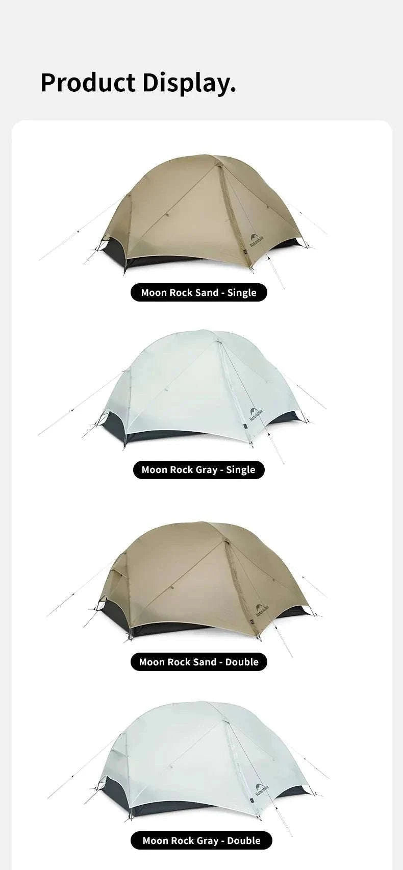 Ultralight 2-Person Waterproof Trekking Tent 20D Nylon 1.8kg-2P - 20D - Gray / brazil