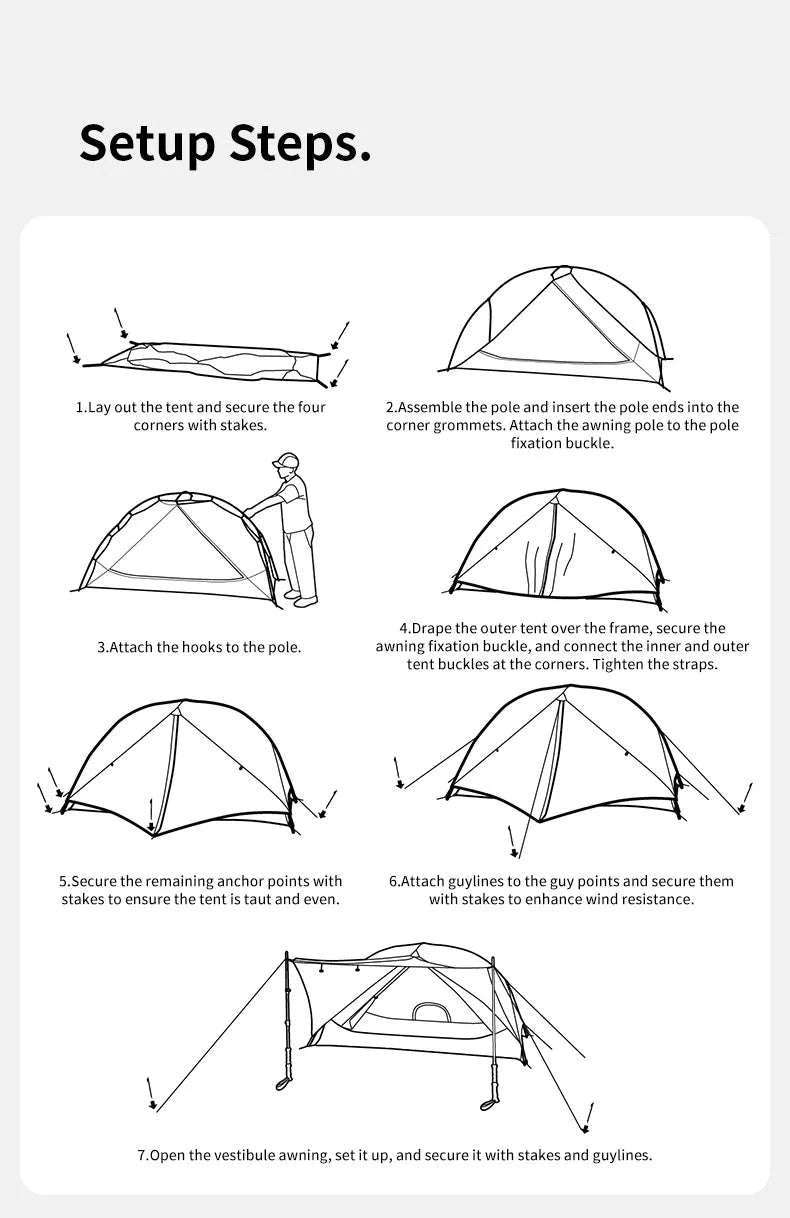 Ultralight 2-Person Waterproof Trekking Tent 20D Nylon 1.8kg-2P - 20D - Gray / brazil