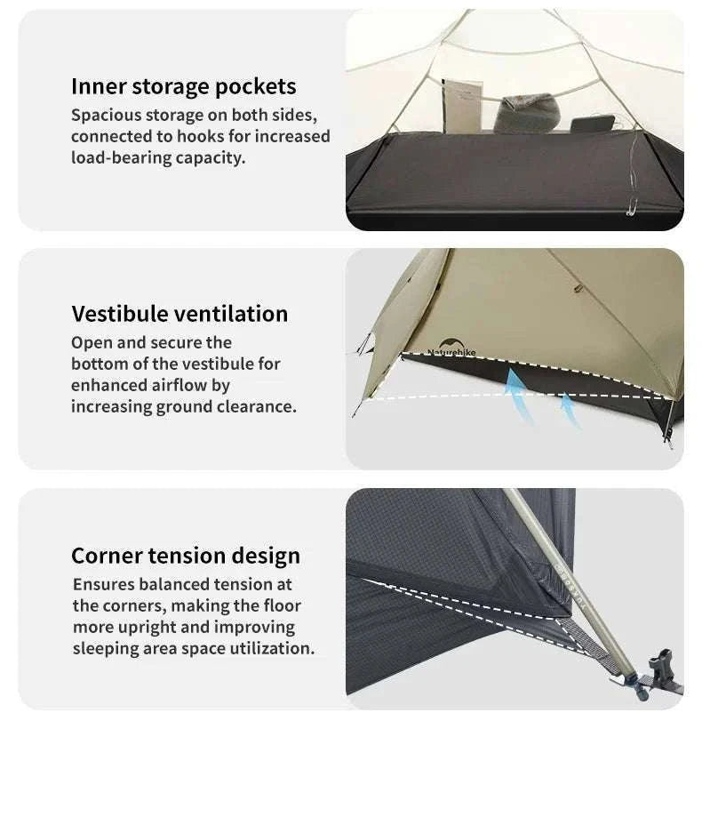 Ultralight 2-Person Waterproof Trekking Tent 20D Nylon 1.8kg-2P - 20D - Gray / brazil