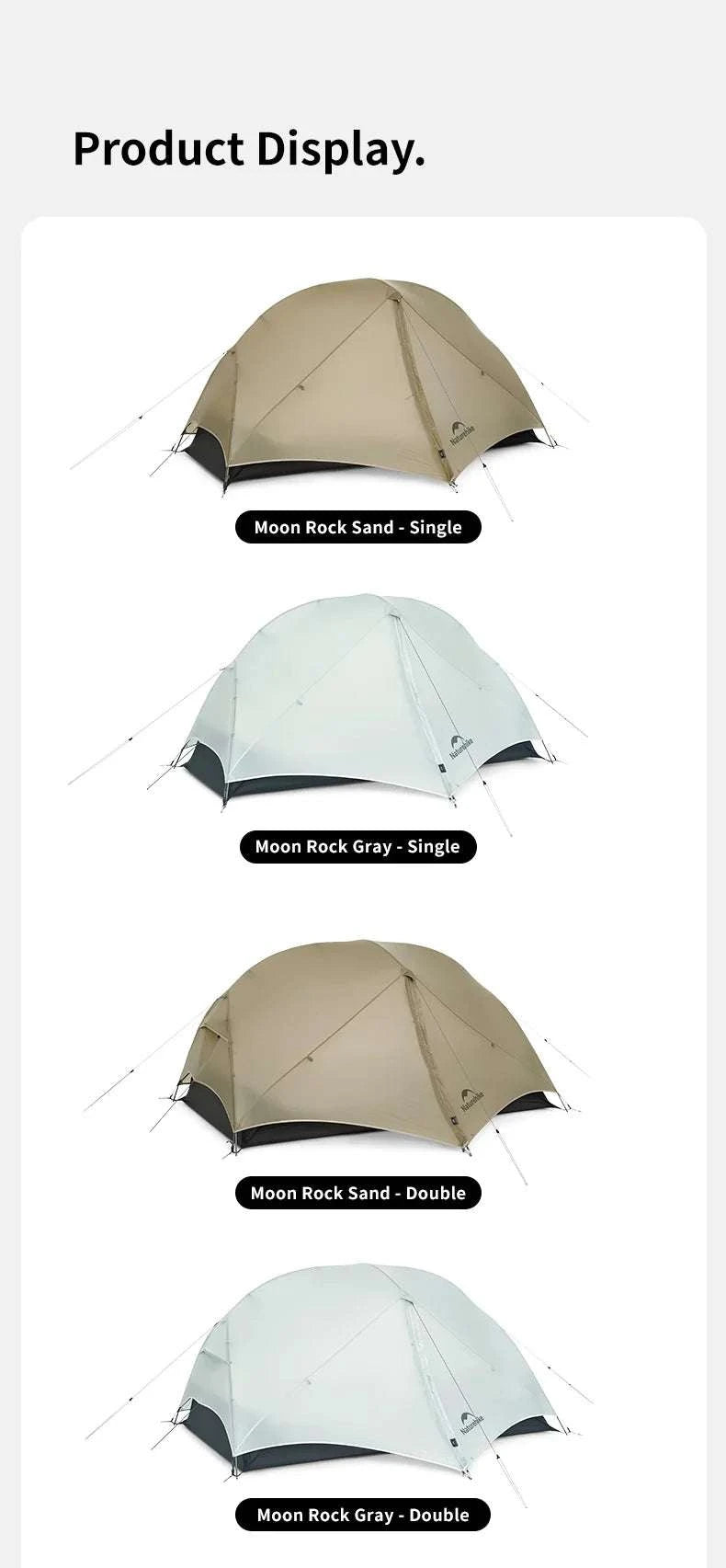 Ultralight 2-Person Waterproof Trekking Tent 20D Nylon 1.8kg-2P - 20D - Gray / brazil