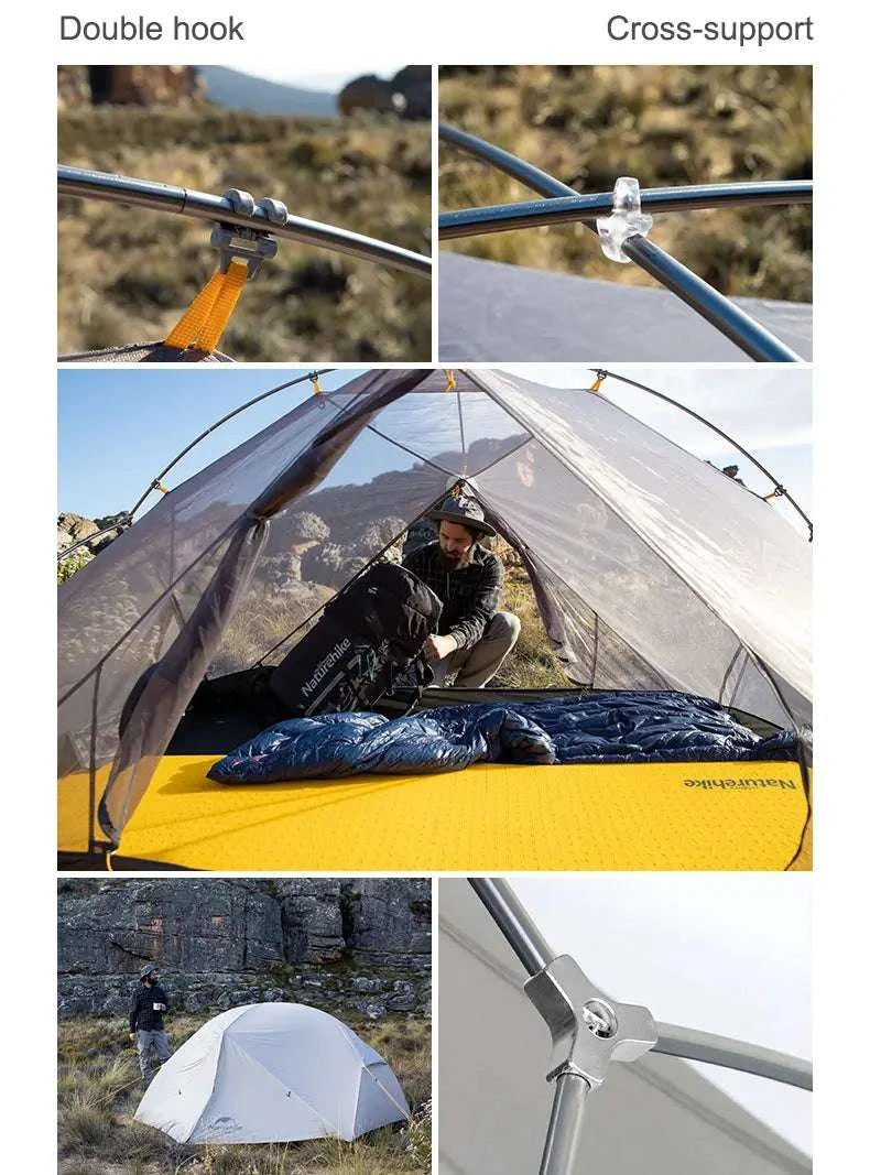 Ultralight 2-Person Waterproof Trekking Tent 20D Nylon 1.8kg-2P - 20D - Gray / brazil