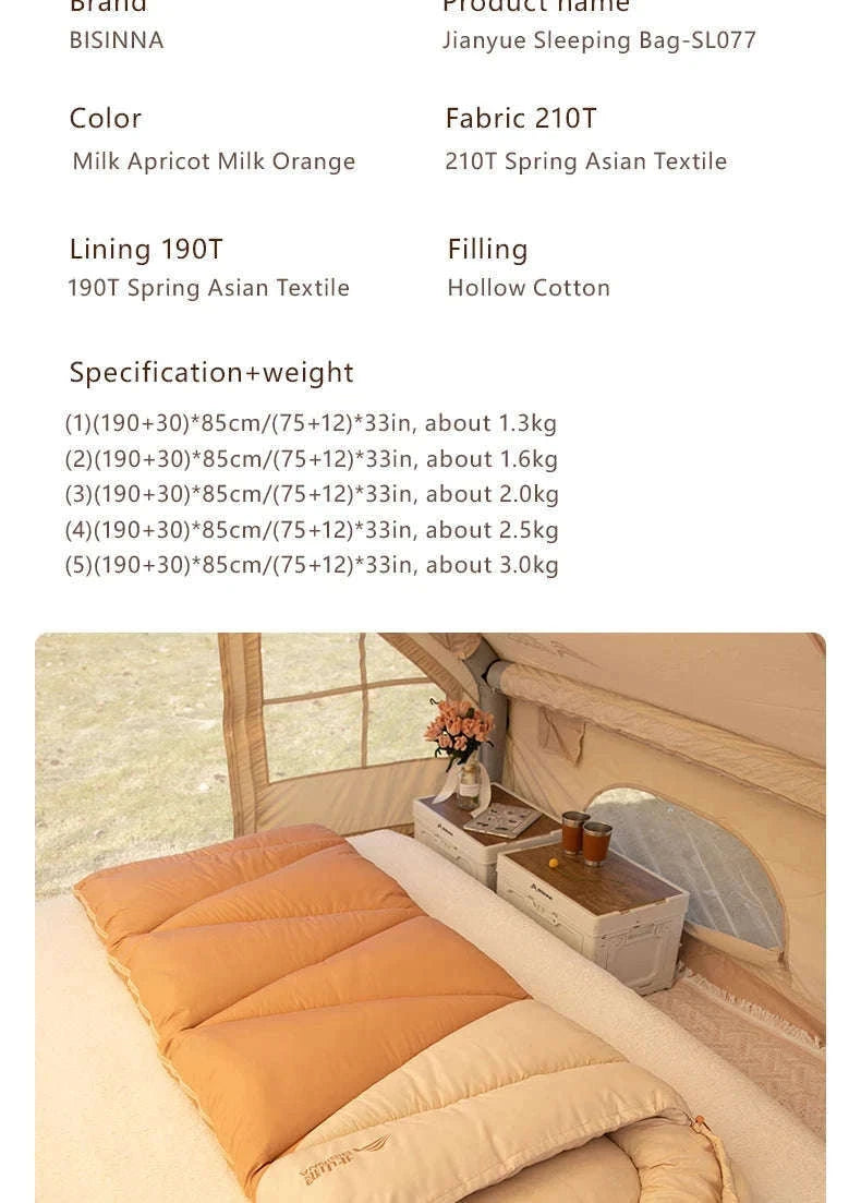 Ultralight 4 Season Camping Sleeping Bag-Orange 1.6kg