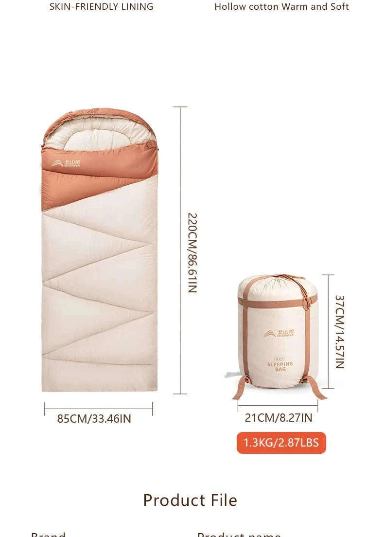 Ultralight 4 Season Camping Sleeping Bag-Orange 1.6kg