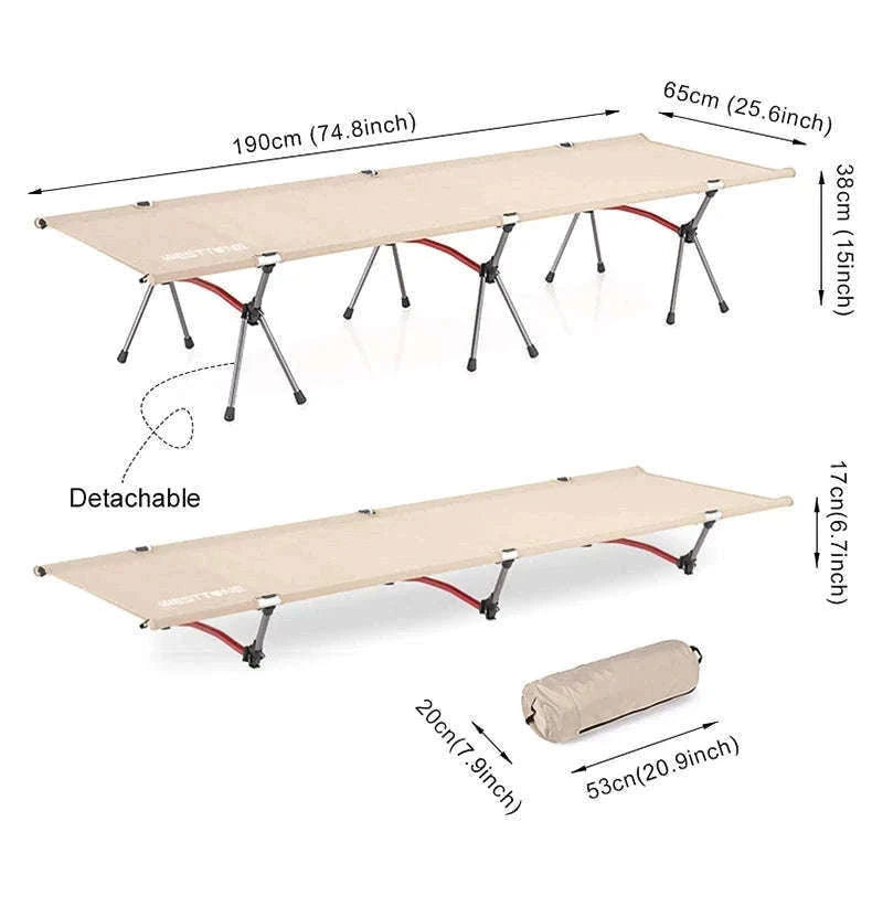 Ultralight Camping Cot Folding Bed for Hiking and Travel-Black