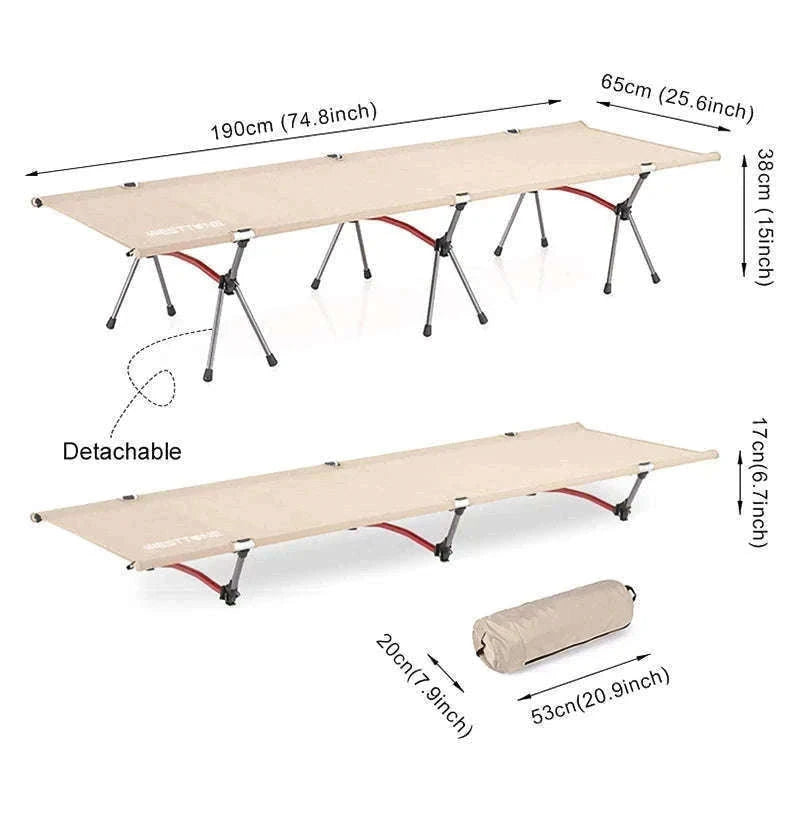Ultralight Camping Cot Folding Bed for Hiking and Travel-Black