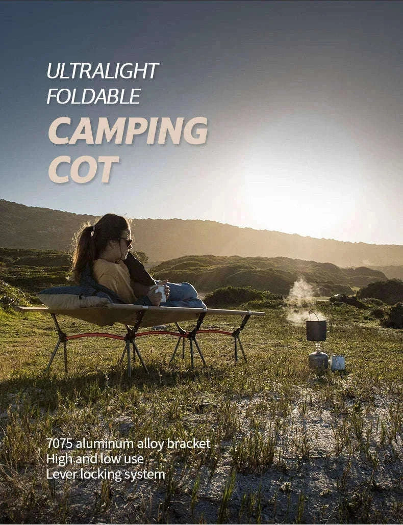 Ultralight Camping Cot Folding Bed for Hiking and Travel-Black