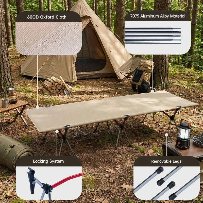 Ultralight Camping Cot Folding Bed for Hiking and Travel-Black