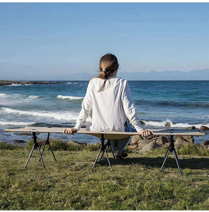 Ultralight Camping Cot Folding Bed for Hiking and Travel-Black