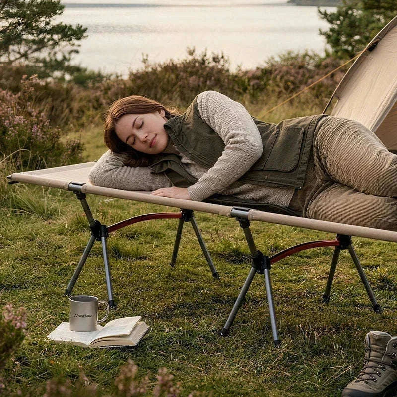 Ultralight Camping Cot Folding Bed for Hiking and Travel-Black