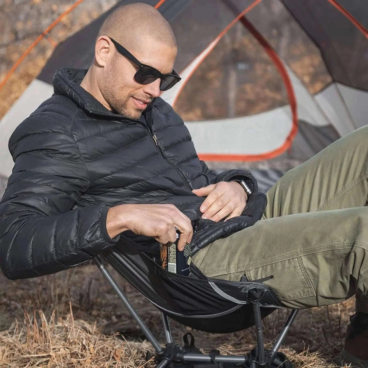 Ultralight Foldable Camping Chair 780g for Hiking and Travel-Grey
